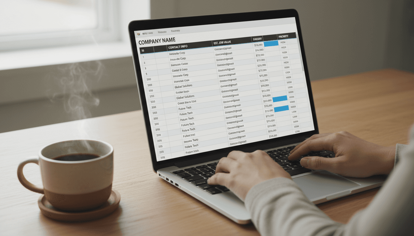 Lead qualification spreadsheet with prospect data review
