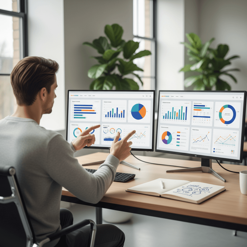 Digital marketing specialist analyzing campaign performance data